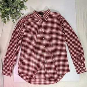 Nautica Red & White Gingham Button Down Long Sleeve Men’s Size XXL